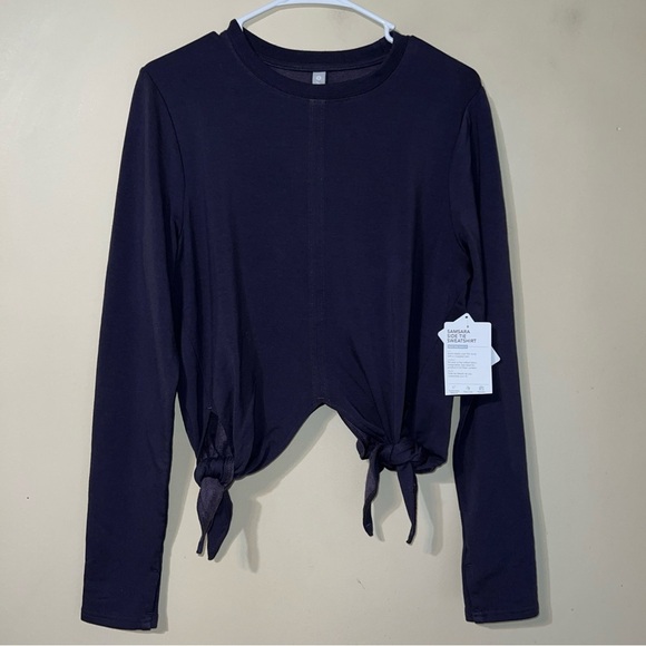 Athleta Samsara Side Tie Sweatshirt Size M NWT Gray purple - Picture 1 of 4